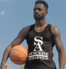 Load image into Gallery viewer, Black unisex Sincere Athletics Logo Tank Top
